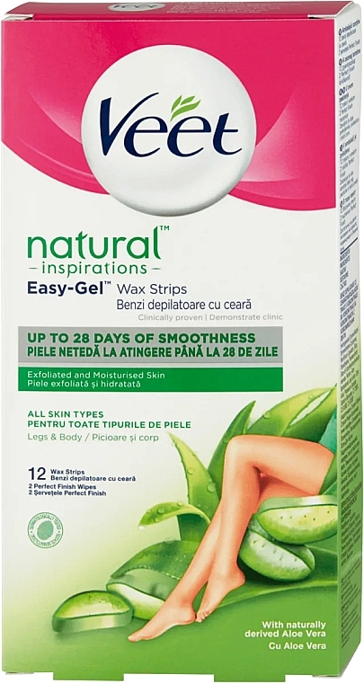 Aloe Vera Depilation Wax Strips - Veet Natural Inspirations Easy-Gel Wax Strips — photo N1