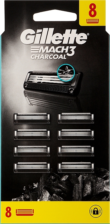 Refill Cartridges, 8 pcs. - Gillette Mach3 Charcoal — photo N1