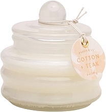 Scented Candle 'Cotton and Teak' - Paddywax Beam Glass Candle Ivory Cotton & Teak — photo N1