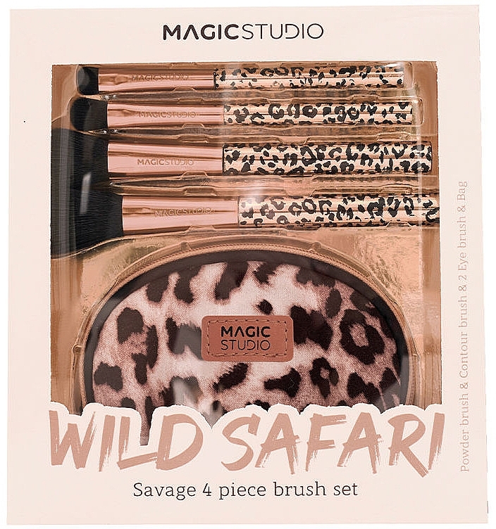 Makeup Brush Set, 4 pcs - Magic Studio Wild Safari Savage Brush Set	 — photo N1