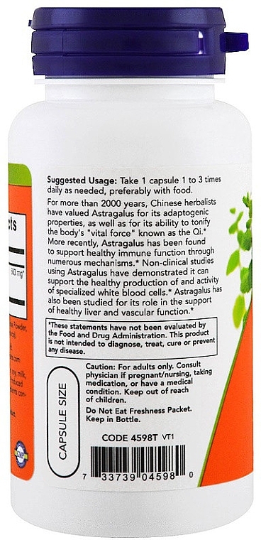 Astragalus Extract, 500mg, capsules - Now Foods Astragalus Extract — photo N7