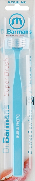 3-Sided Toothbrush, standard, light blue - Dr. Barman's Superbrush Regular — photo N1