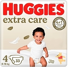 Extra Care Diapers, size 4, 8-16 kg, 33 pcs. - Huggies — photo N1