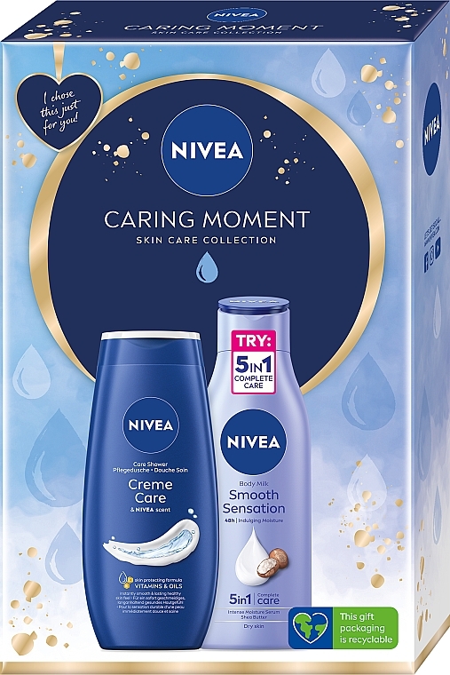 Set - NIVEA Caring Moment (sh/gel/250ml + b/milk/250ml) — photo N1