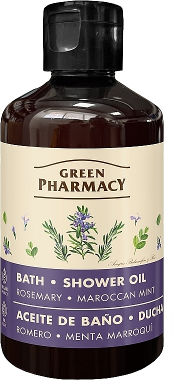 Rosemary & Moroccan Mint Bath & Shower Oil - Green Pharmacy — photo N1