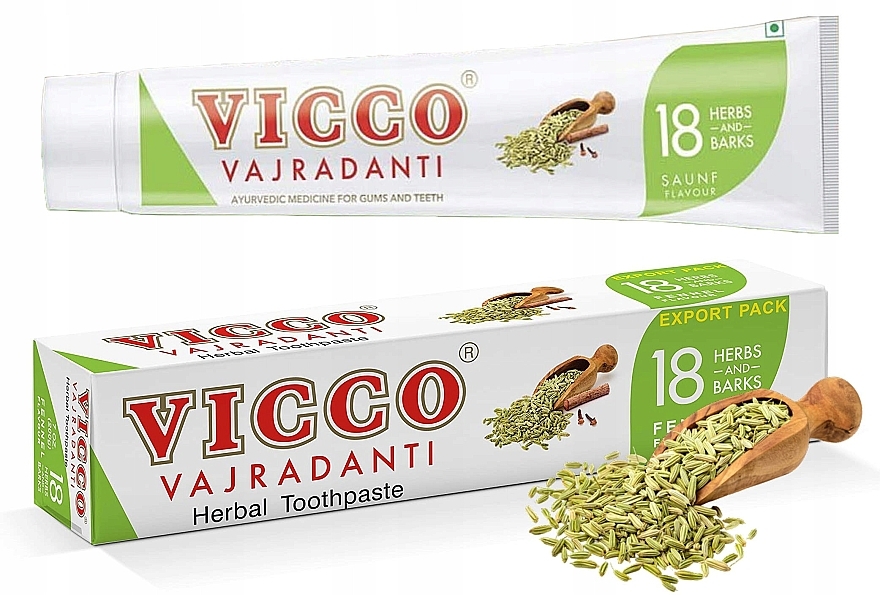 Ayurvedic Fennel Toothpaste - Vicco Vajradanti Fennel Herbal Toothpaste — photo N2