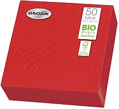 Two-Layer Paper Tissues, 33 x 33 cm, red, 50pcs - Grosik — photo N1