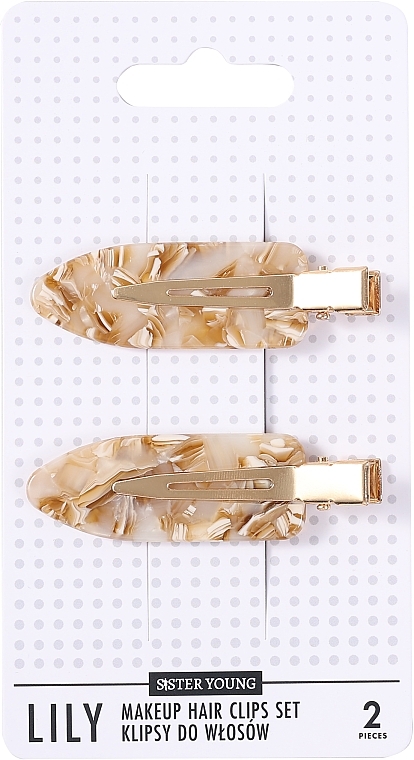 Hair Clip Set, 2 pcs. - Sister Young Lily Milk Apricot — photo N1