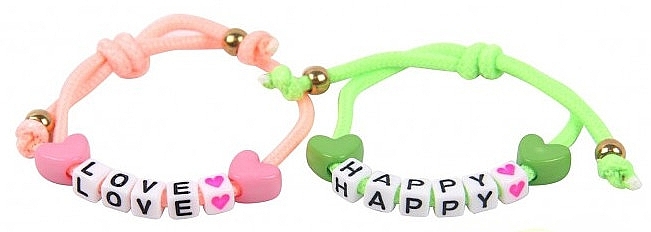 Fluorescent Bracelets with Pendants, 2 pieces, 6446, pink and lime - Donegal — photo N1