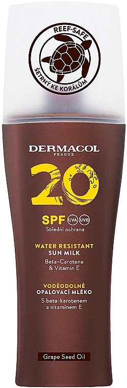 Waterproof Sunscreen Lotion - Dermacol Water Resistant Sun Milk SPF 20 Spray — photo N1