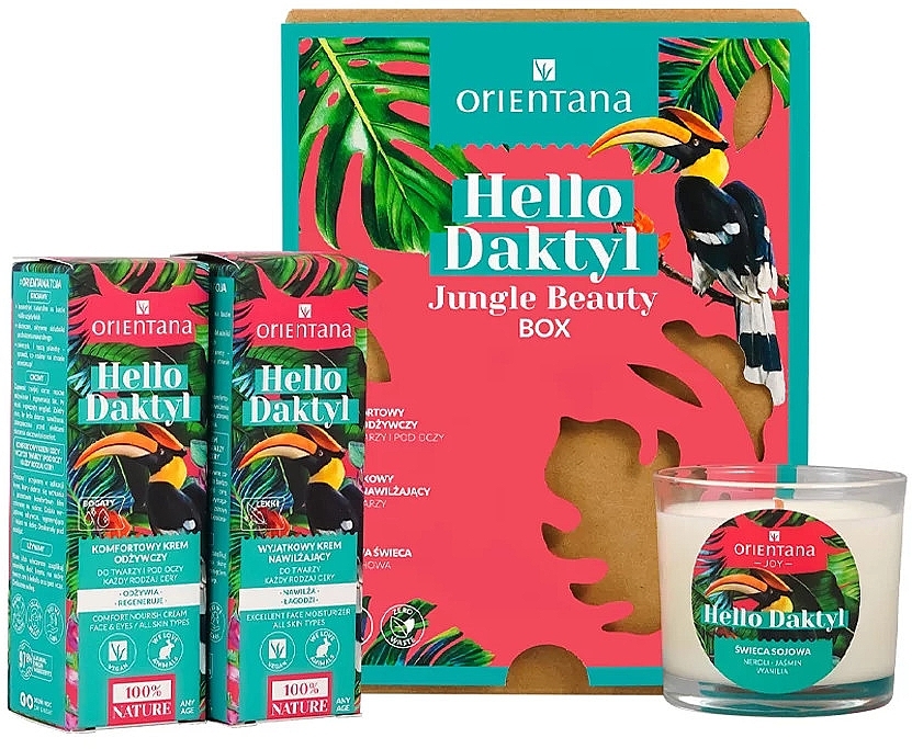 Set - Orientana Hello Date Jungle Beauty Box (cr/40ml + eye/cr/40ml + candle/1pcs) — photo N1