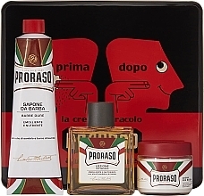 Fragrances, Perfumes, Cosmetics Set - Proraso Classic Shaving Metal Red "Primadopo" (pre/cr/100ml + sh/cr/150ml + ash/cr/100ml)