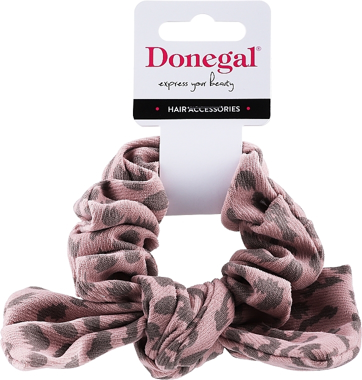 Hair Tie with Bow, leopard print, pink - Donegal FA-5689 — photo N1