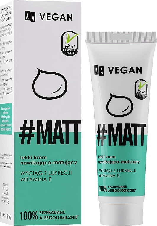 Matte Face Cream - AA Vegan Light Moisturizing and Mattifying Cream — photo N2