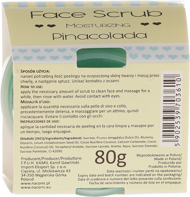 Face & Lip Moisturizing Scrub - Nacomi Moisturizing Face&Lip Scrub Pinacolada — photo N10