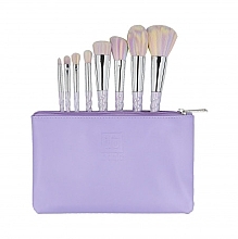 Set of 8 Makeup Brushes + Bag, purple - ILU Brush Set — photo N1