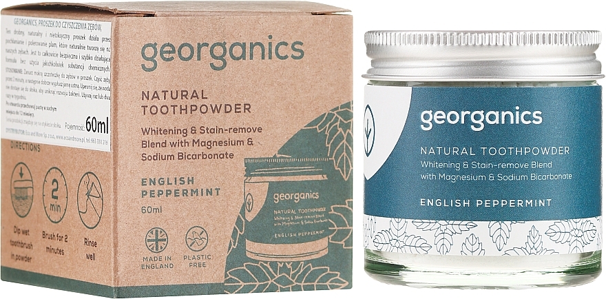 Natural Toothpowder - Georganics English Peppermint Natural Toothpowder — photo N1