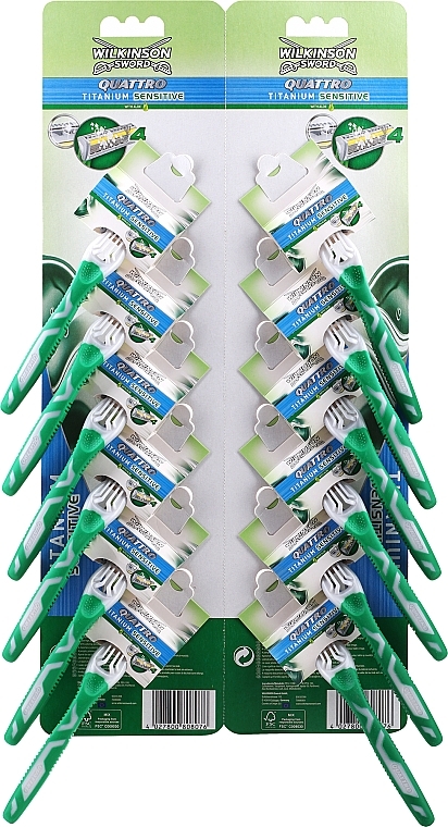 Disposable Shaving Razor Set, 12 pcs - Wilkinson Sword Quattro Titanium Sensitive — photo N3