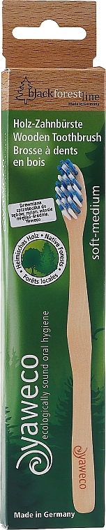 Wooden Toothbrush - Yaweco Soft Medium Black Forest Line — photo N1