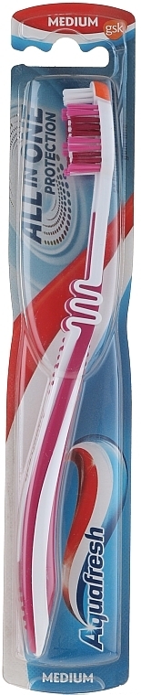 Toothbrush Medium Hard, crimson with white - Aquafresh All In One Protection — photo N1