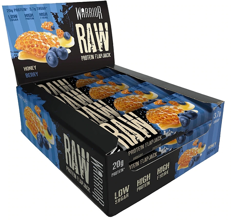 Protein Bar "Honey & Blueberry" - Warrior Raw Protein Flapjack Honey Berry — photo N2