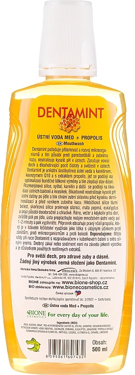 Mouthwash - Bione Cosmetics Dentamint Mouthwash Honey + Propolis — photo N2