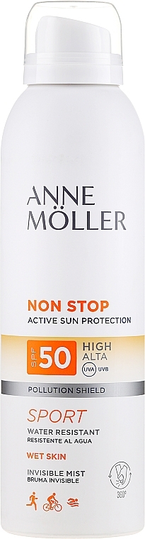 Sunscreen Body Spray - Anne Moller Non Stop Active Sun Invisible Mist SPF50  — photo N1