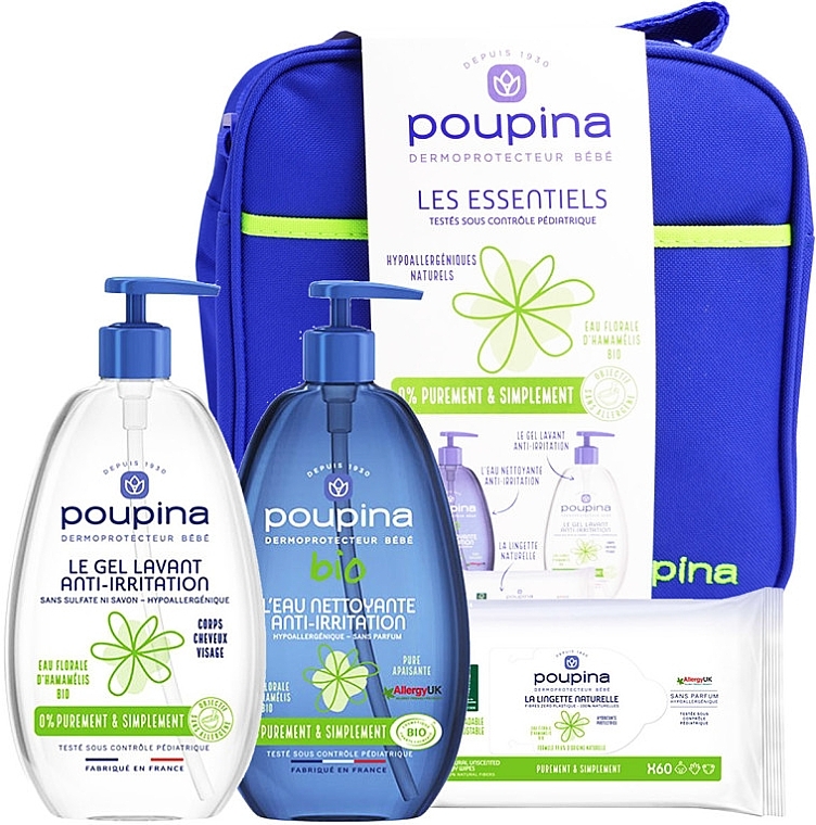 セット - Poupina Les Essentiels Kit (cl/gel/485ml + cl/water/485ml + wipes + bag)	 — photo N1