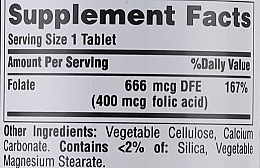 Supplement 'Folic Acid', 400 mcg - Puritan's Prid Folic Acid 400 mcg — photo N3