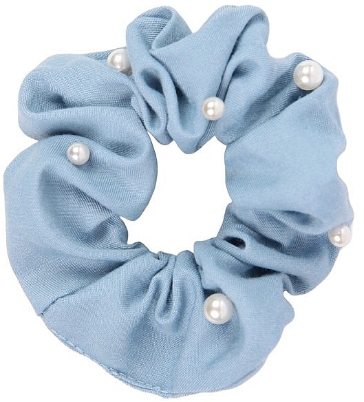 Scrunchie 'Denim', FA-5874, blue with pearls - Donegal — photo N1