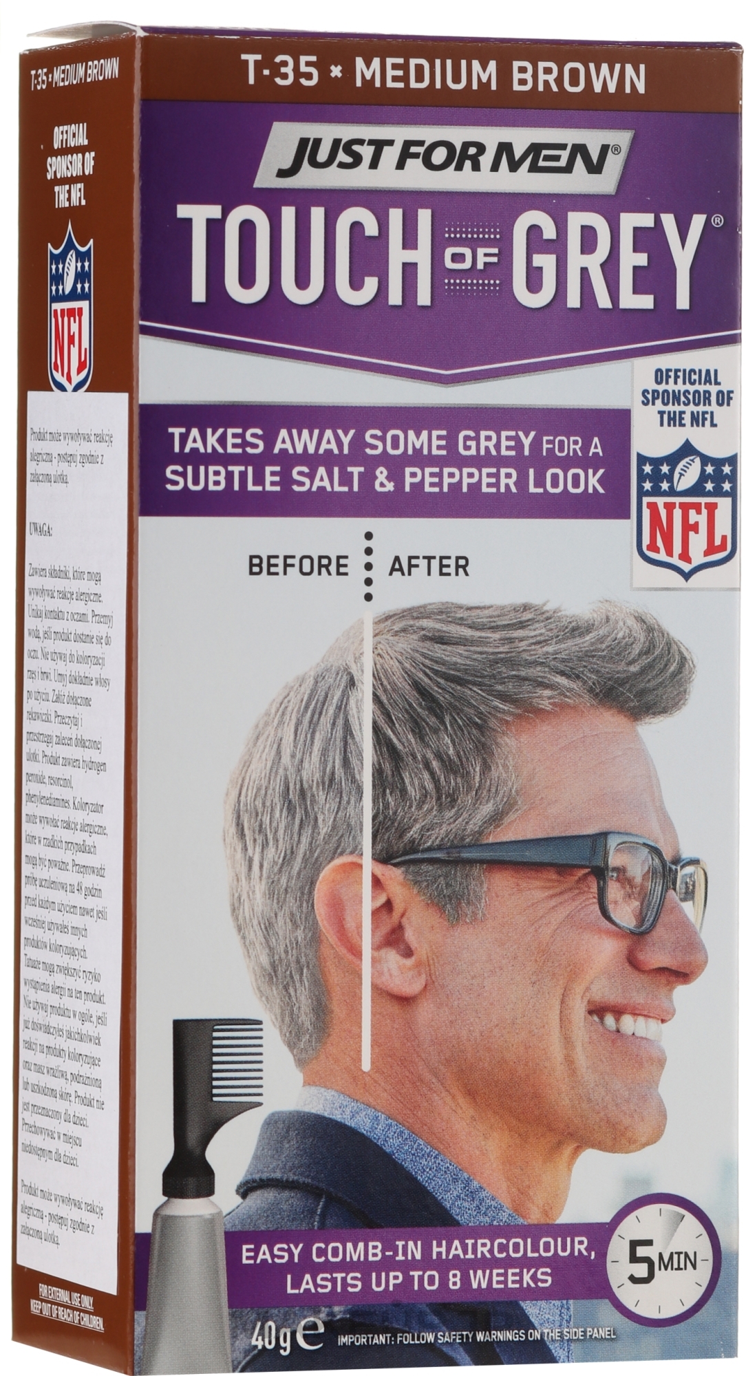 Men Gray Coverage Hair Color - Just For Men Touch Of Gray — photo T-35 - Medium Brown