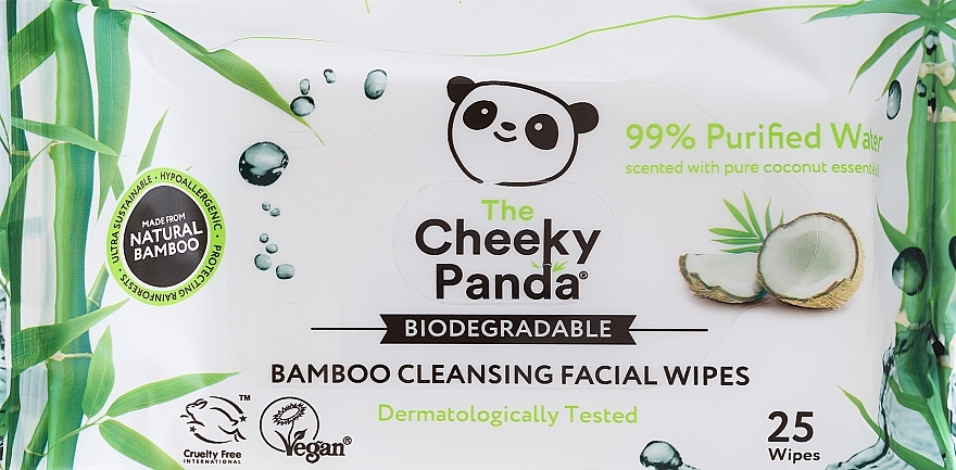 Coconut Makeup Remover Wipes - The Cheeky Panda Bamboo Cleansing Facial Wipes — photo N1