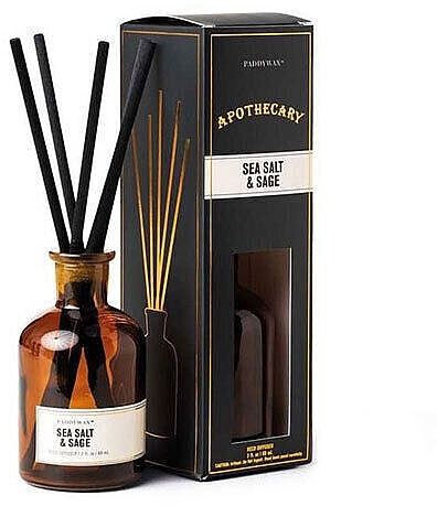 Fragrance Diffuser - Paddywax Apothecary Glass Reed Diffuser Sea Salt & Sage — photo N1