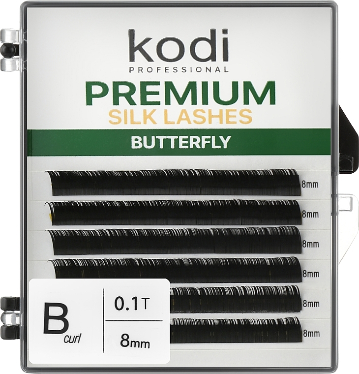 Butterfly Green B 0.10 False Eyelashes (6 rows: 8 mm) - Kodi Professional — photo N1