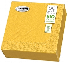 Two-Layer Paper Tissues, embossed, 33 x 33 cm, yellow, 50pcs - Grosik — photo N1