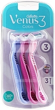 Jednorazowe maszynki do golenia, 3 sztuki - Gillette Venus Simply 3 Plus Colours — photo N1