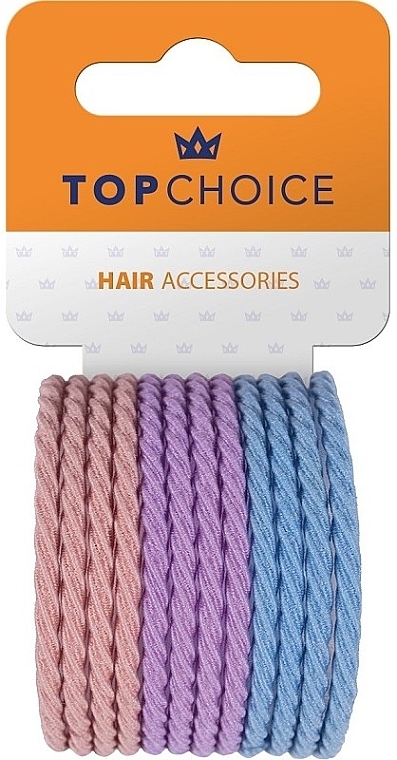 Hair Tie Set, 26546, purple-blue, 12 pcs - Top Choice Hair Bands — photo N1
