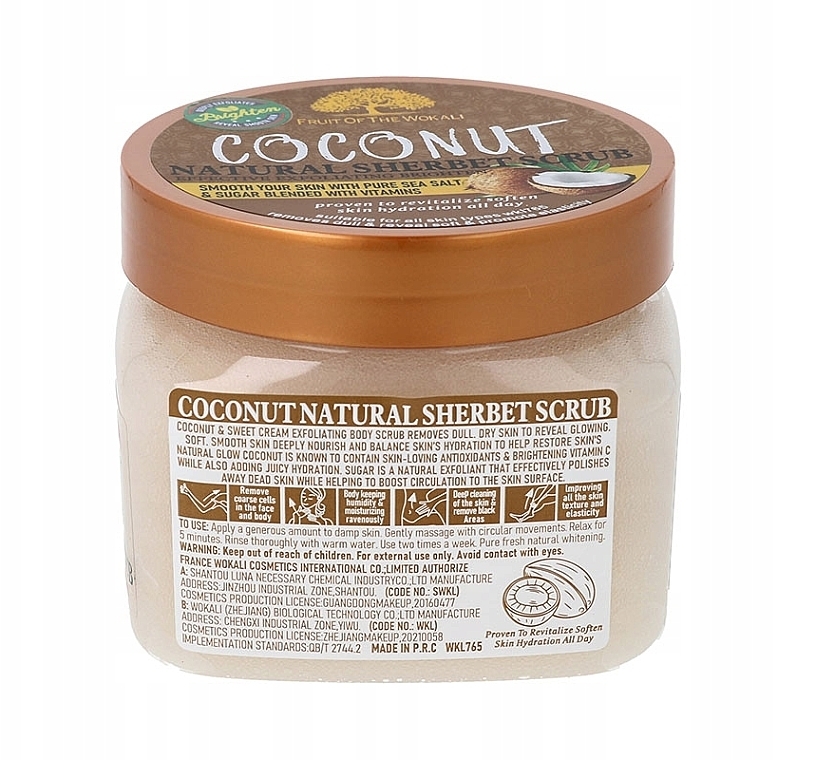 Coconut Natural Scrub Sorbet - Wokali Natural Sherbet Scrub Coconut  — photo N2