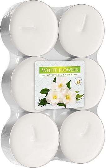 White Flowers Tealight Set - Bispol White Flowers Maxi Scented Candles — photo N1