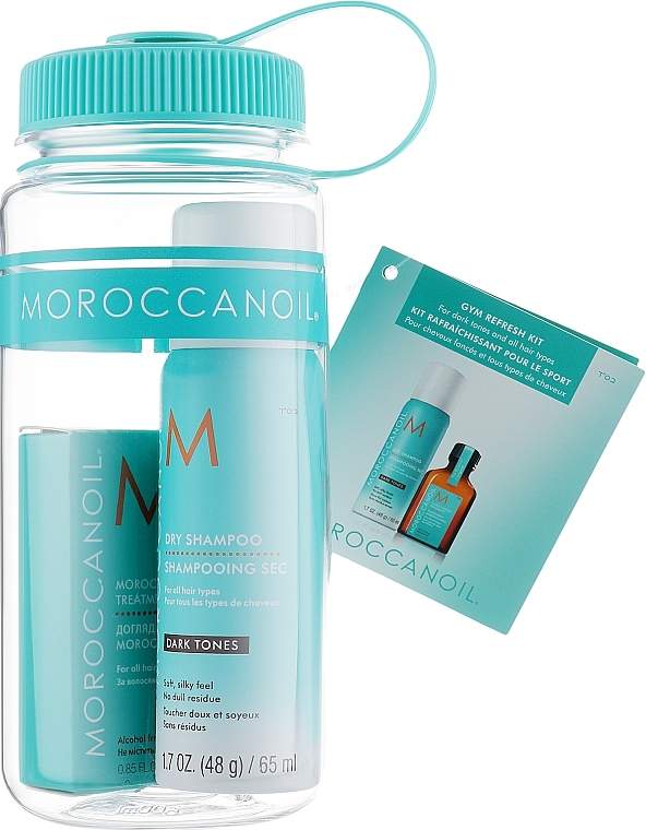 Dark Hair Gift Set - MoroccanOil Gym Refresh Kit (dry/shm/65ml + oil/25ml + bottle) — photo N2