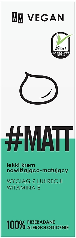 Matte Face Cream - AA Vegan Light Moisturizing and Mattifying Cream — photo N3