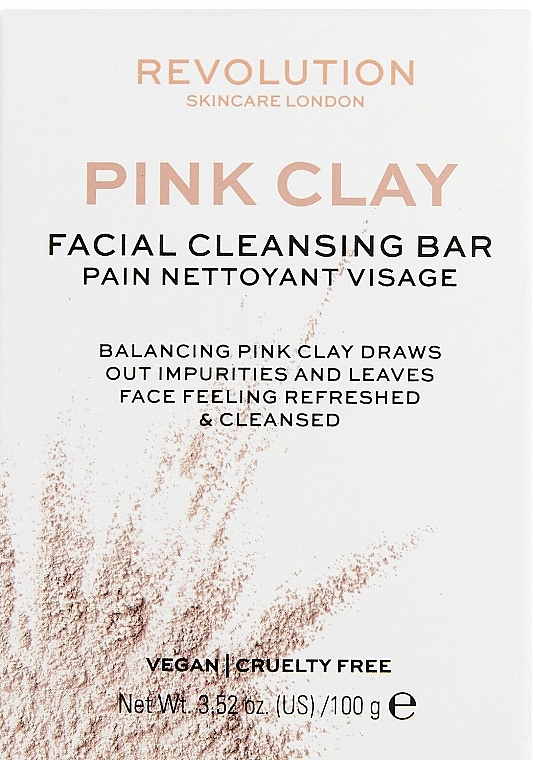 Face Soap - Revolution Skincare Pink Clay Facial Cleansing Bar — photo N1