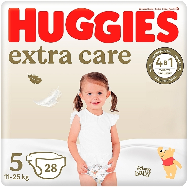 Extra Care Diapers, size 5, 11-25 kg, 28 pcs. - Huggies — photo N1