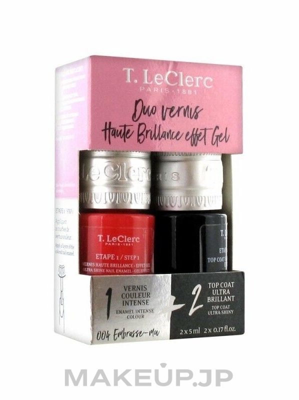 Nail Polish Set - T.LeClerc Duo Vernis Haute Brillance Effect Gel (nail/polish/5ml + top/coat/5ml) — photo 006 - Rendez Vous