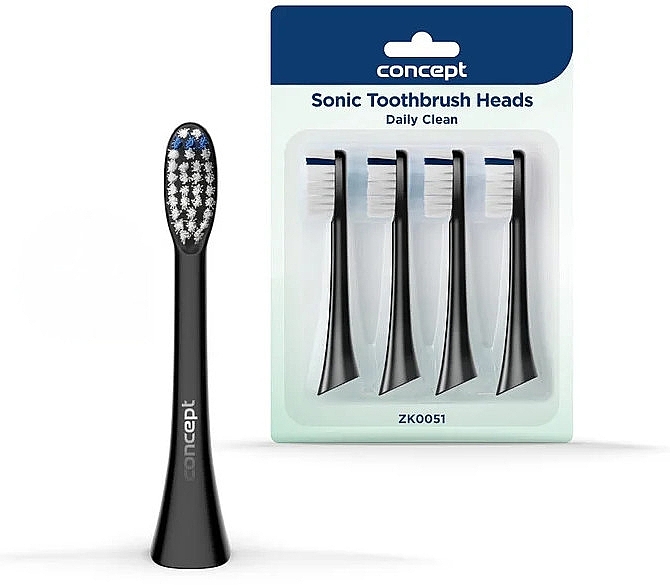 Toothbrush Heads, ZK0051, black - Concept Sonic Toothbrush Heads Daily Clean — photo N1