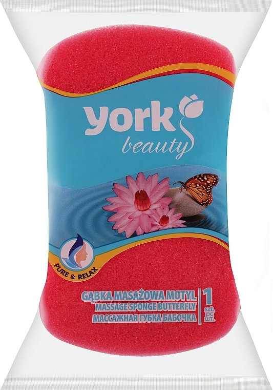 Bath & Massage Sponge 'Butterfly', red - York — photo N1