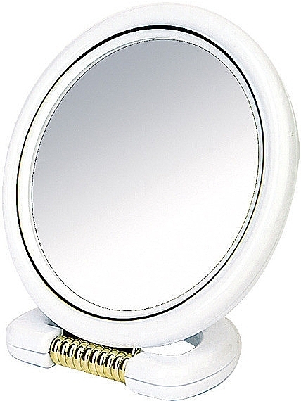 Double-Sided Round Stand Mirror, white, 18,5 cm - Donegal Mirror — photo N1