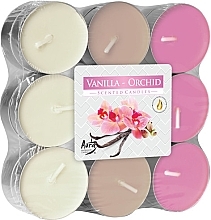 Vanilla & Orchid Tealights, 18 pieces - Bispol Chocolate Orange Scented Candles — photo N1