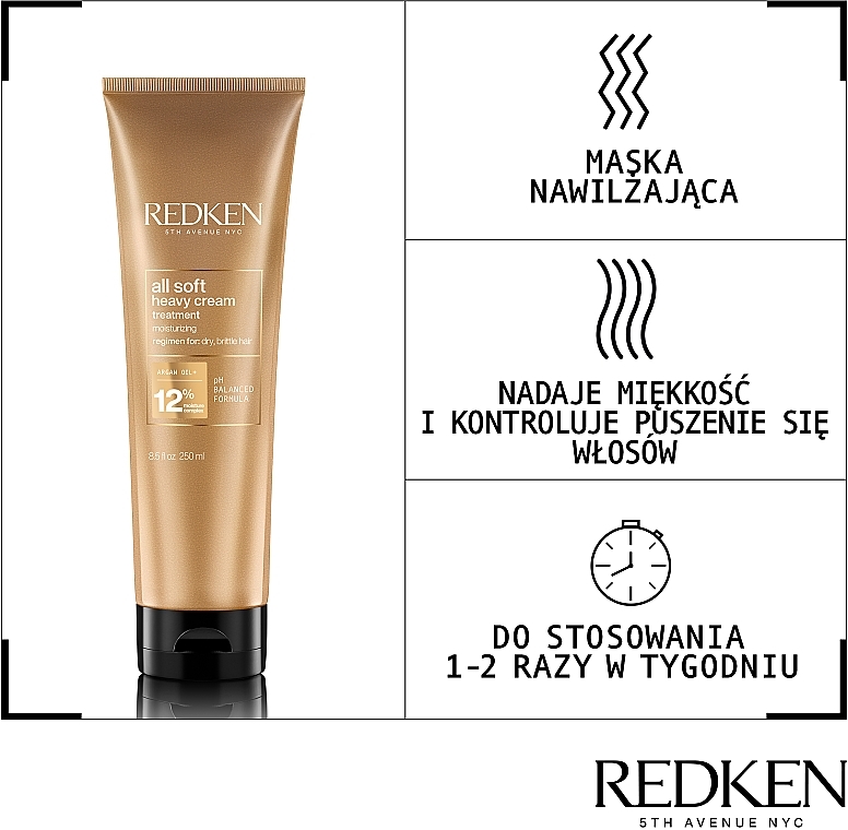 Dry & Brittle Hair Mask - Redken All Soft Heavy Cream Treatment — photo N7