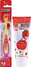 Fragrances, Perfumes, Cosmetics Set with Yellow-Purple Toothbrush, 1-6 yr - Bobini (toothbrush/1pc + toothpaste/75ml)